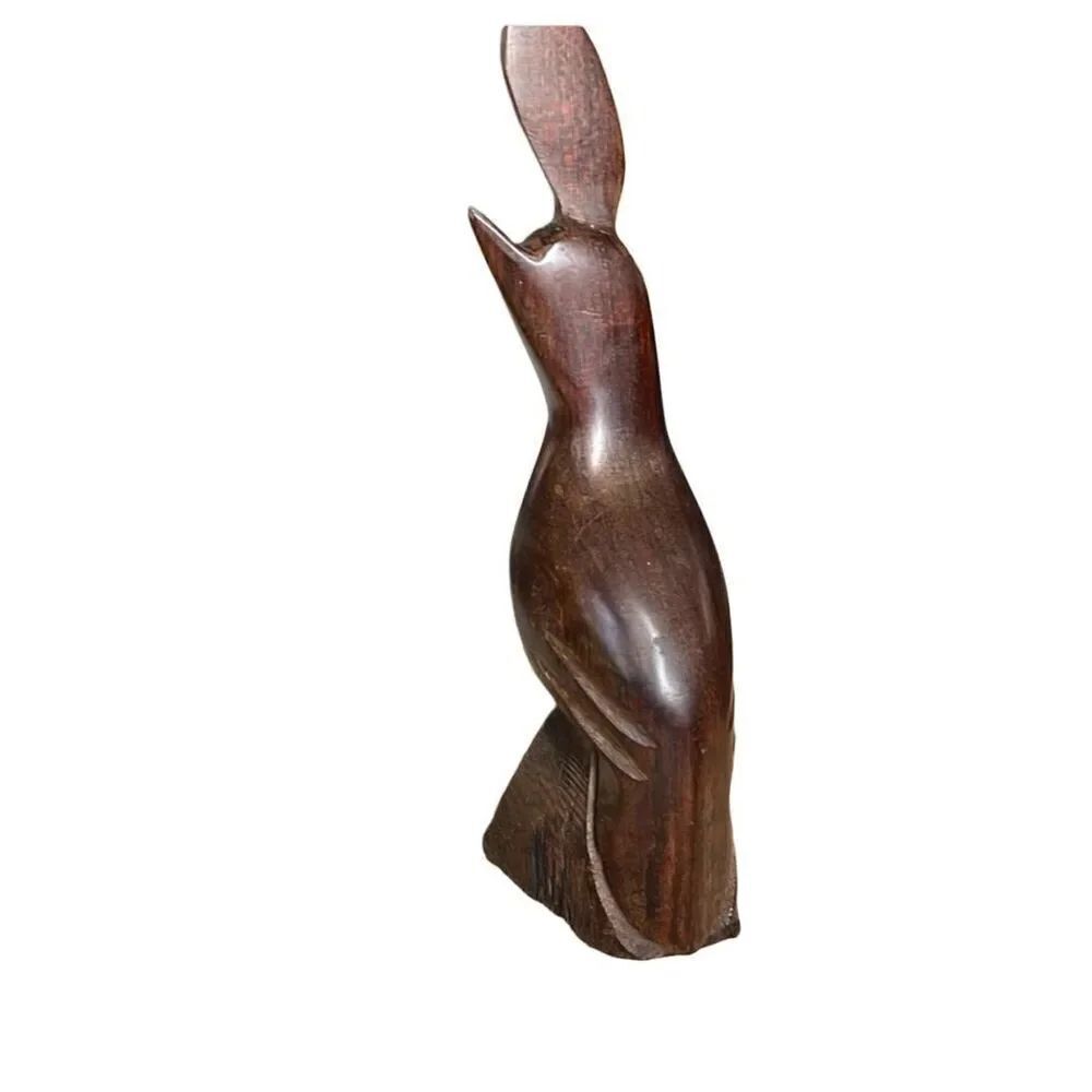 Midcentury Mordern ironwood hand carved 5” Quail wood sculpture